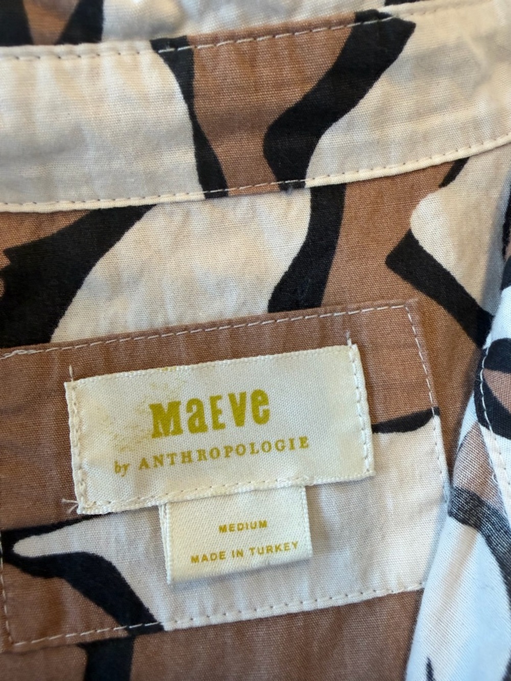 Anthropologie Maeve Brown, Cream & Black Floral Button-Up dress! M - Picture 5 of 6